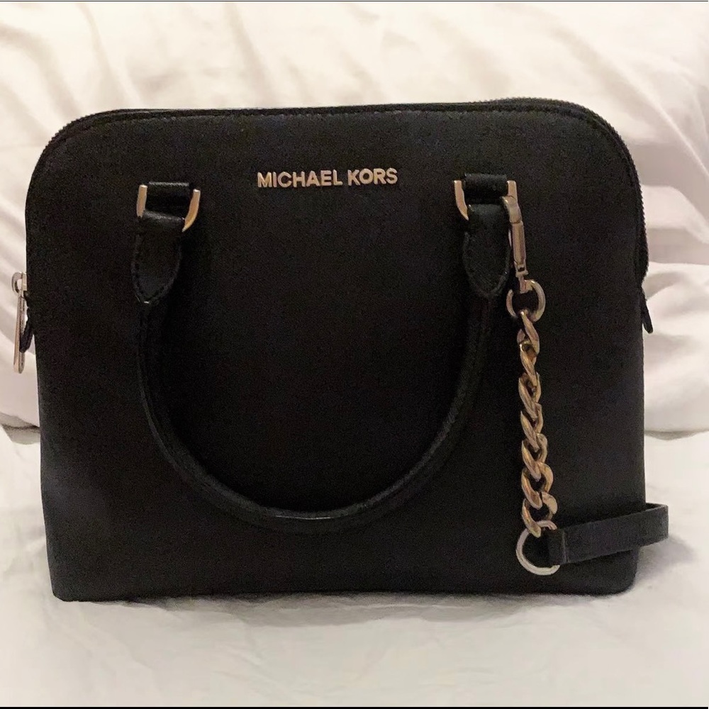 Michael Kors Black Pebbled Leather Crossbody Satchel Purse